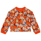 Girls Orange Floral Sweatshirt, 1, hi-res